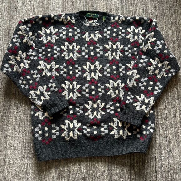 Embassy Row Vintage 90's Handknit 100% Wool Sweater, Size L - Picture 1 of 6